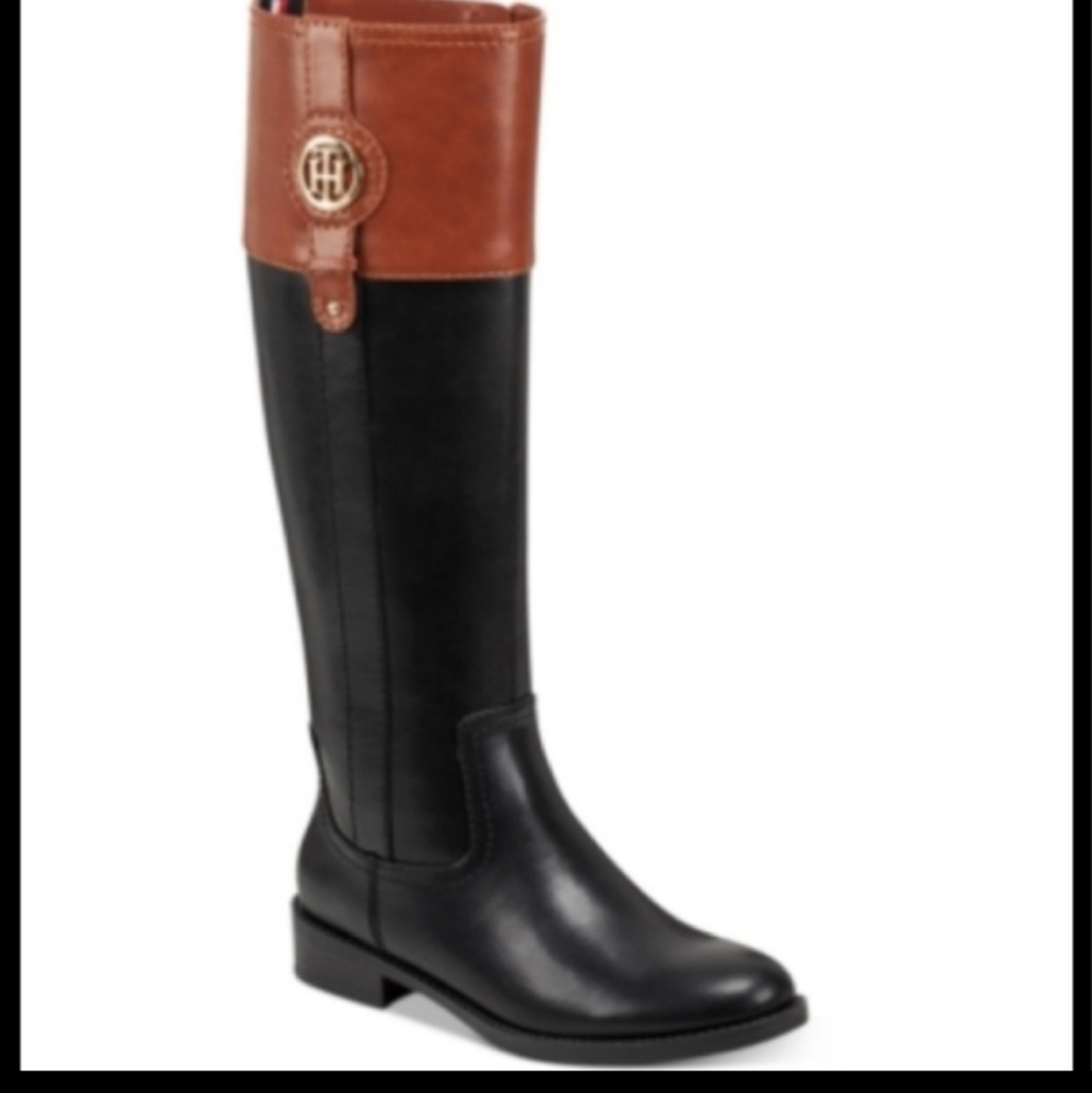 Tommy Hilfisferg  Rider Black and brown tall boat 10